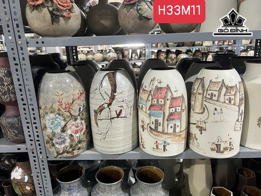 Chuông Vẽ Kĩ Gốm Bát Tràng Cao 33 Miệng 11 (cm)
