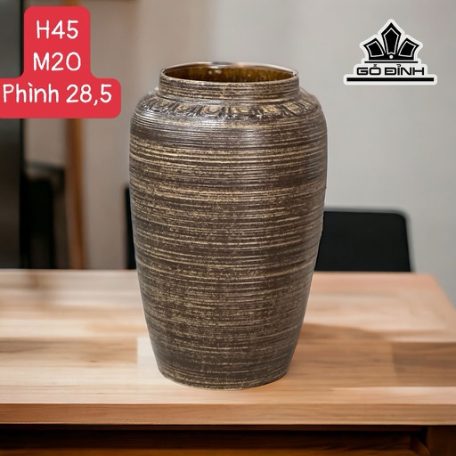 Thạp Đại Gốm Bát Tràng Cao 45 Miệng 20 Đường Kính Bụng 28,5 (cm)