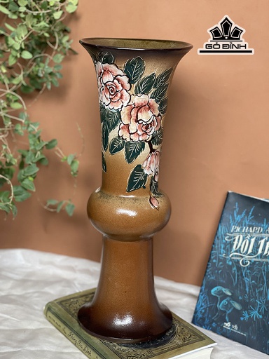 Lọ Chân Dài Gốm Bát Tràng Cao 45 Miệng 16 (cm)