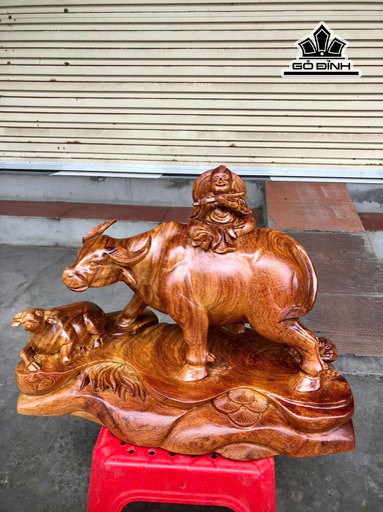 Tiểu Đồng Chăn Trâu Thổi Sáo Gỗ Hương Cao 36 Ngang 47 Sâu 23 (cm)