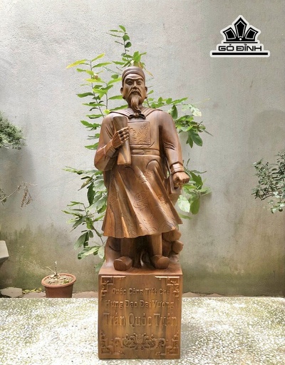 Tượng Trần Quốc Tuấn Gỗ Bách Xanh Cao 80 Ngang 23 Sâu 20 (cm)