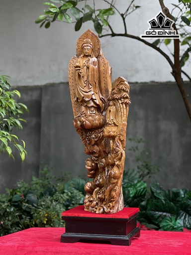 Tượng Nhất Tâm Bái Phật Gỗ Bách Xanh Cao 81 Ngang 29 Sâu 26 (cm)