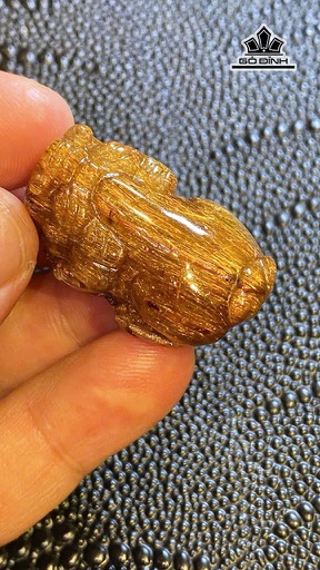 Cụ Tỳ Hưu Đá Thạch Anh Tóc Nâu Cao 33,8 Ngang 19 Sâu 16,6 (mm) 18gr