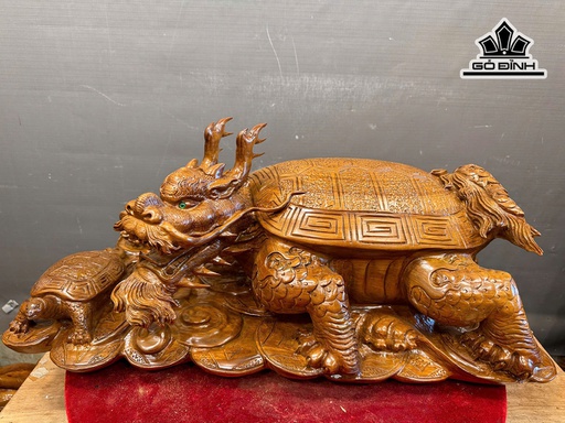 Tượng Long Quy Gỗ Nu Ngọc Am Cao 29 Ngang 65 Sâu 35 (cm) 16kg