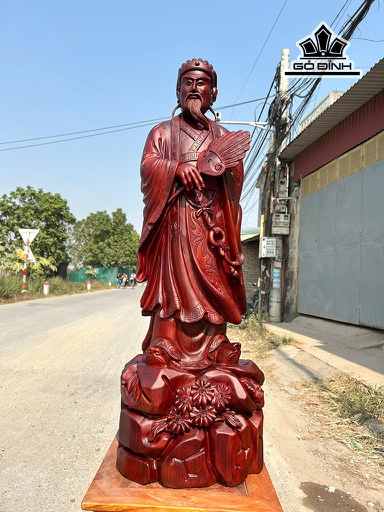 Tượng Gia Cát Lượng Gỗ Tử Đàn Cao 99 Ngang 34 Sâu 28 (cm) - 35kg