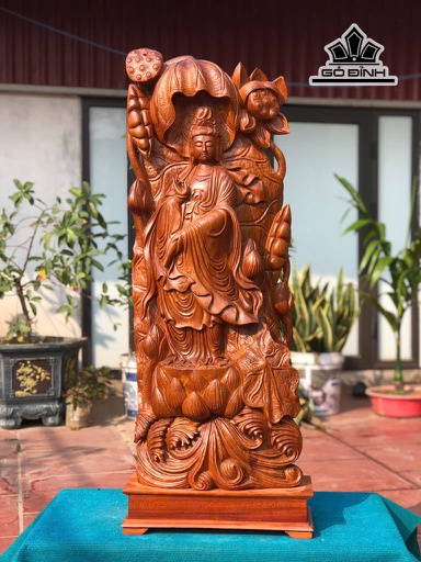 Tượng Phật Quan Thế Âm Bồ Tát Gỗ Ngọc Am Cao 112 Ngang 40 Sâu 19 (cm)