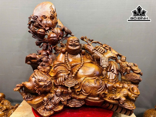Tượng Phật Di Lặc Ngũ Phúc Gỗ Cẩm Cao 68 Ngang 86 Sâu 58 (cm)