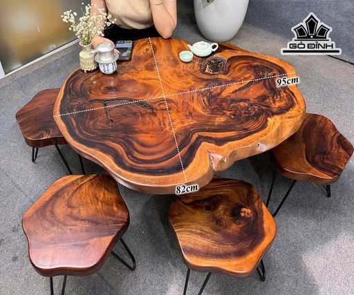 Mặt Bàn Gỗ Me Tây Kích Thước 95x82x4 (cm) - Mã L5