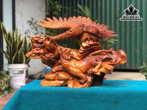 Tượng Anh Hùng Tương Ngộ Gỗ Hương Cao 46 Ngang 63 Sâu 25 (cm)