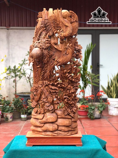 Tượng Phu Thê Viên Mãn Gỗ Ngọc Am Cao 128 Ngang 47 Sâu 23 (cm)