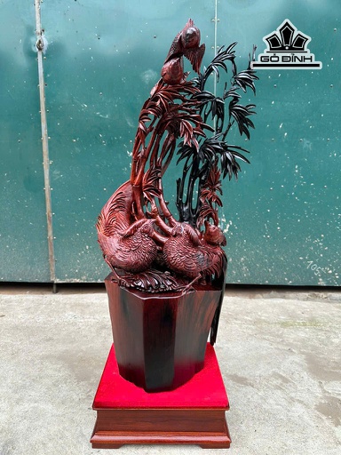 Tượng Phu Thê Viên Mãn Gỗ Trắc Cao Cả Kỷ 80 Ngang 30 Sâu 25 (cm) - Kỷ Cao 10