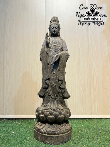 Tượng Phật Quan Thế Âm Bồ Tát Gỗ Trầm Hương Cao 70 Ngang 20 (cm) Nặng 4,5kg