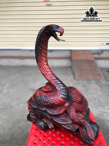 Tượng Rắn Phong Thủy Gỗ Trắc Cao 32 Ngang 22 Sâu 25 (cm)