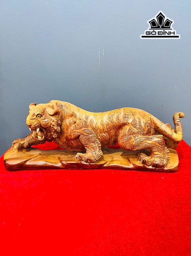 Tượng Hổ Phong Thủy Gỗ Hương Cao 20 Ngang 56 Sâu 15 (cm)