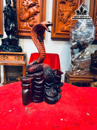 Tượng Rắn Phong Thủy Gỗ Trắc Cao 28 Ngang 19 Sâu 12 (cm)