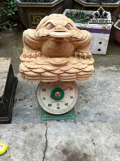 Tượng Cóc Ngậm Tiền Gỗ Ngọc Am Cao 30 Ngang 43 Sâu 42 (cm)
