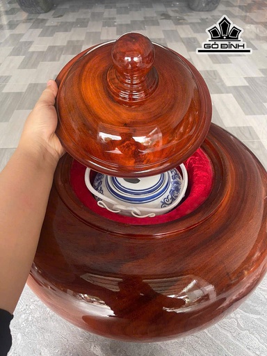 Bình Ủ Trà Gỗ Lim Cao 39 Đường Kính 46 (cm) - 2,5 Lít