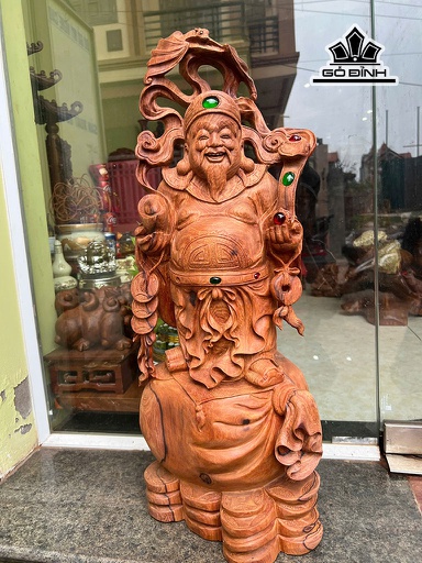 Tượng Thần Tài Gỗ Cẩm Cao 69 Ngang 30 Sâu 28 (cm)