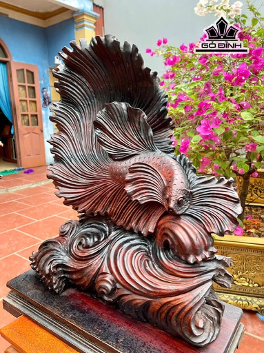 Tượng Cá Xiêm Gỗ Trắc Cao 48 Ngang 41 Sâu 15 (cm)