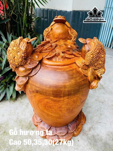 Tượng Tam Cóc Ngậm Tiền Gỗ Hương Cao 50 Ngang 35 Sâu 30 (cm) - 27kg
