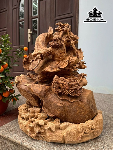 Tượng Đạt Ma Sư Tổ Gỗ Nu Ngọc Am Cao 62 Ngang 48 Sâu 28 (cm)