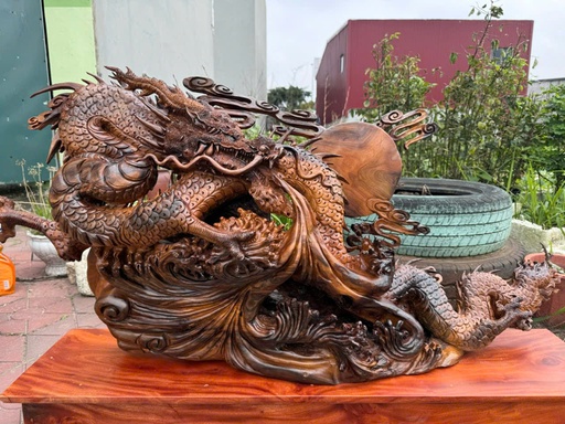 Tượng Nhất Long Gỗ Bách Xanh Cao Cả Kỷ 65 Ngang 108 Sâu 25 (cm) - Kỷ Cao 12 (cm)