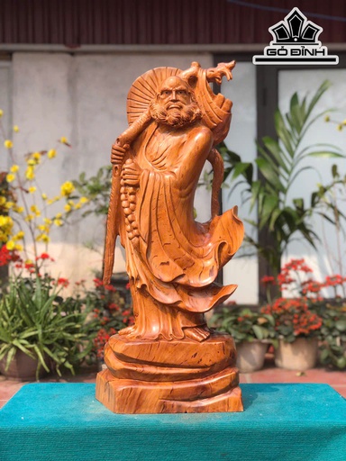 Tượng Đạt Ma Sư Tổ Gỗ Ngọc Am Cao 83 Ngang 36 Sâu 18 (cm)