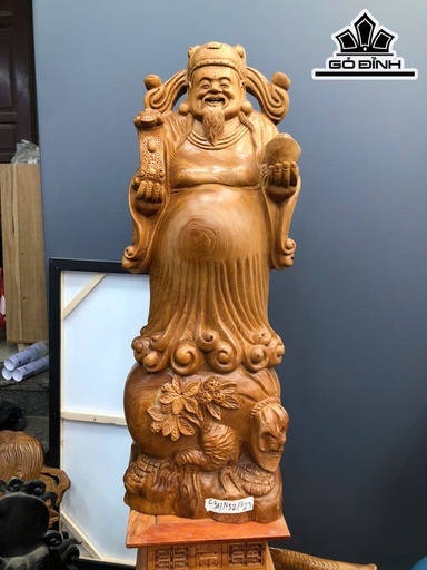 Tượng Thần Tài Gỗ Ngọc Am Cao 91 Ngang 32 Sâu 23 (cm)