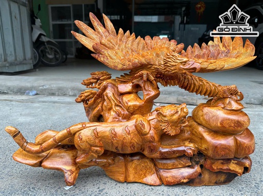 Tượng Anh Hùng Tương Ngộ Gỗ Hương Cao 50 Ngang 61 Sâu 36 (cm)