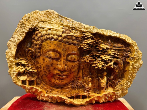 Tượng Diện Phật Tổ Gỗ Nu Ngọc Am Cao 50 Ngang 75 Sâu 14 (cm)