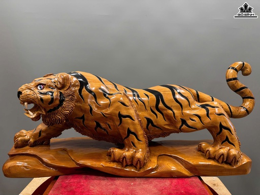 Tượng Hổ Săn Mồi Gỗ Ngọc Am Cao 34 Ngang 75 Sâu 23 (cm)