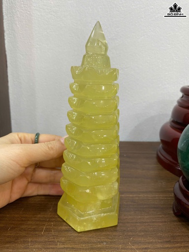 Bảo Tháp Văn Xương Đá Thạch Anh Vàng Cao 18 Ngang 6,5 (cm)