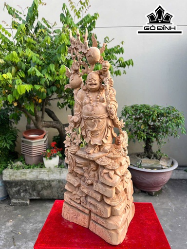 Tượng Phật Di Lặc Tam Phúc Gỗ Ngọc Am Cao 100 Ngang 41 Sâu 25 (cm)