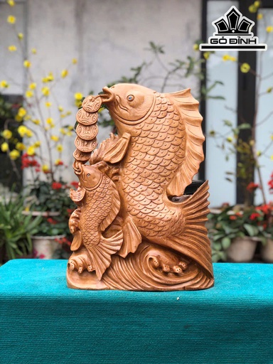 Tượng Con Cá Gỗ Ngọc Am Cao 50 Ngang 36 Sâu 15 (cm)