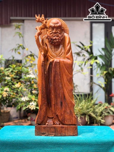 Tượng Đạt Ma Sư Tổ Gỗ Ngọc Am Cao 80 Ngang 29 Sâu 18 (cm)