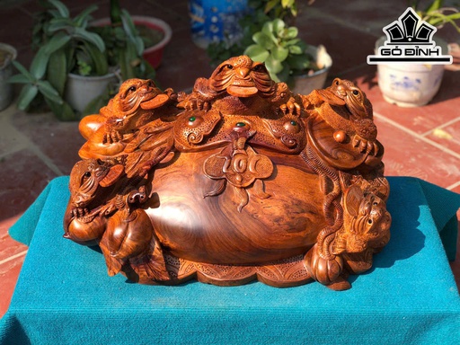 Tượng Ngũ Cóc Trấn Bình Gỗ Hương Cao 43 Ngang 63 Sâu 38 (cm)