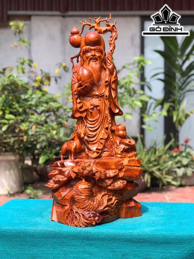 Tượng Ông Thọ Gỗ Hương Cao 73 Ngang 35 Sâu 25 (cm)