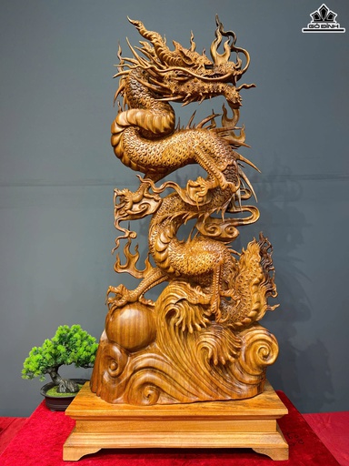 Tượng Rồng ( Nhất Long) Gỗ Ngọc Am Cao Cả Kỷ 108 Ngang 48 Sâu 18 (cm) - Kỷ Cao 11 (cm)