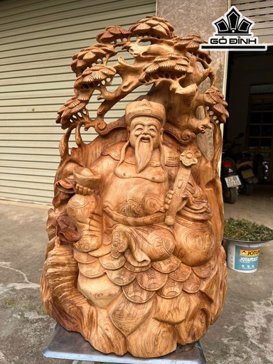 Tượng Thần Tài Gỗ Ngọc Am Cao 72 Ngang 48 Sâu 26 (cm)