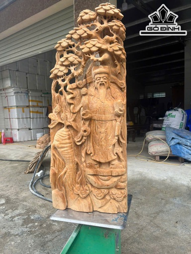 Tượng Thần Tài Gỗ Ngọc Am Cao 93 Ngang 38 Sâu 19 (cm)