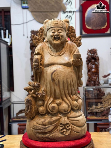 Tượng Thần Tài Gỗ Ngọc Am Cao 85 Ngang 42 Sâu 22 (cm)