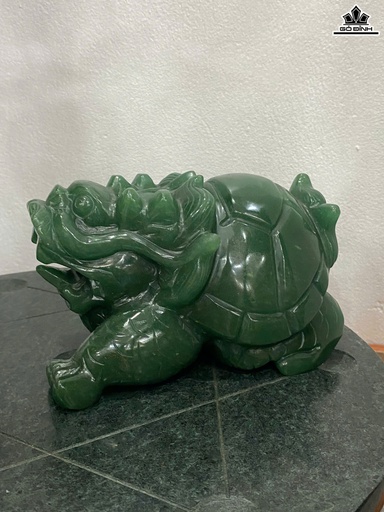 Tác Phẩm Long Quy Đá Thạch Anh Xanh Cao 15 Ngang 9,5 Sâu 9 (cm) 1,8kg