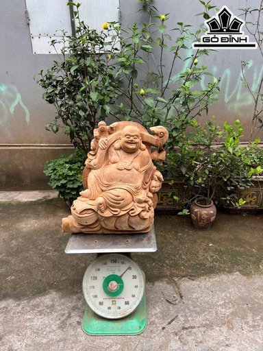Tượng Phật Di Lặc Nhất Phúc Gỗ Ngọc Am Cao 56 Ngang 50 Sâu 27 (cm)