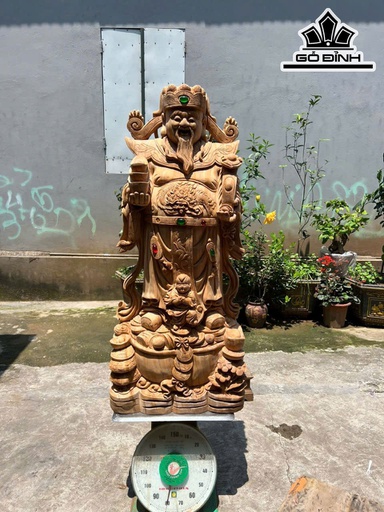 Tượng Thần Tài Gỗ Ngọc Am Cao 116 Ngang 50 Sâu 27 (cm)