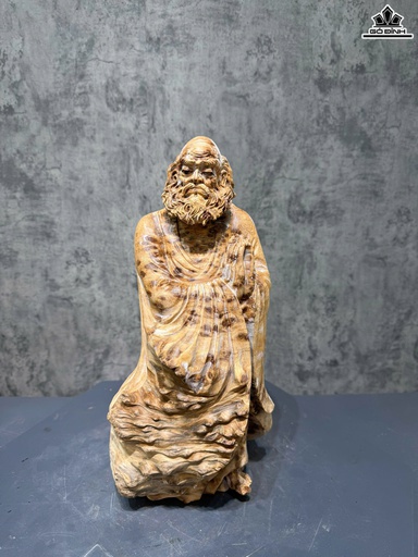 Tượng Đạt Ma Sư Tổ Gỗ Nu Ngọc Am Cao 48 Ngang 23 Sâu 23 (cm)