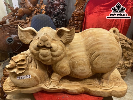 Tượng Heo Gỗ Ngọc Am Cao 47 Ngang 89 Sâu 40 (cm) - 68kg