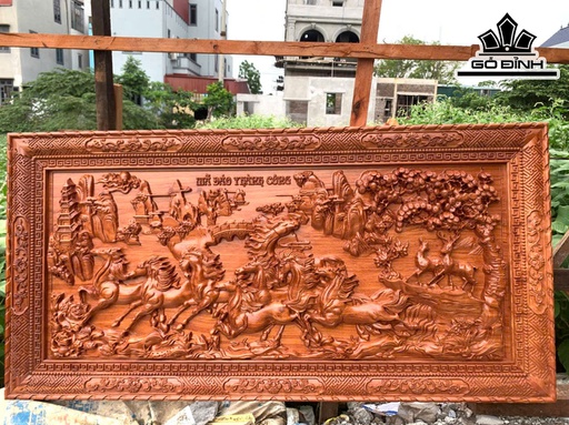 Tranh Mã Đáo Thành Công Gỗ Hương Đá Kích Thước 70x140x5 (cm)