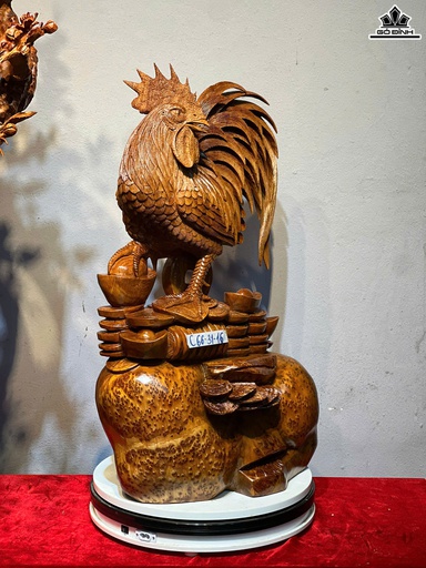 Tượng Gà Trống Gỗ Nu Ngọc Am Cao 66 Ngang 31 Sâu 16 (cm)