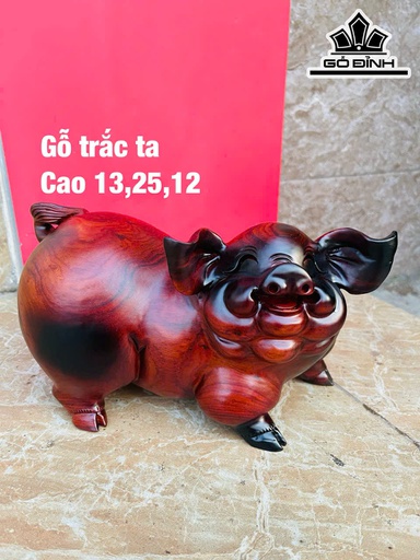 Tượng Heo Gỗ Trắc Cao 13 Ngang 2 Sâu 12 (cm)
