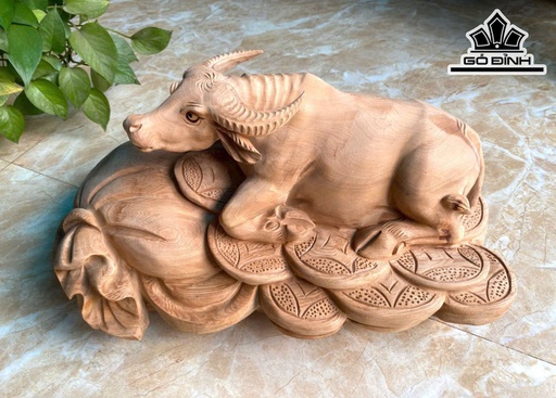 Tượng Trâu Gỗ Ngọc Am Cao 22 Ngang 46 Sâu 26 (cm)